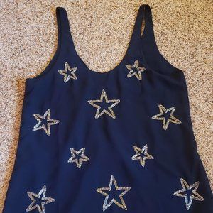 NWOT Star Embroidered Tank with Cutout Back